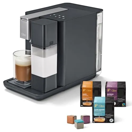 Tchibo Qbo MILK MASTER - Premium Kapselmaschine mit 24 recyclebaren Qbo Kapseln, cremiger Milchschaum und energieeffizienter Abschalt-Automatik