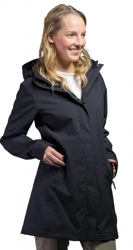 Tatonka Kjell Damen Hooded Coat in Dunkel Schwarz - Größe 44 - Wasserdichte Jacke für Damen, bietet zuverlässigen Schutz vor Wind und Wetter mit Kapuze und verstellbarem Saum. Ideal für Outdoor-Aktivitäten und unbeständiges Wetter.