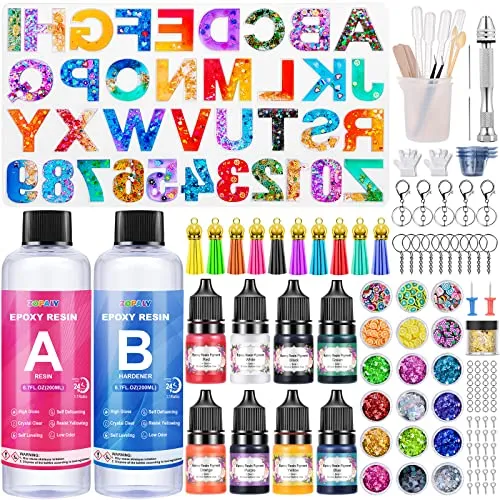 ZOPALY Epoxidharz Set für Anfänger - 192 Teile mit Silikonformen - Modellieren & Gießen - Komplettes Set mit hochwertigen Silikonformen für kreative Schlüsselanhänger und Schmuck, ideal für Einsteiger in die Resin Art.