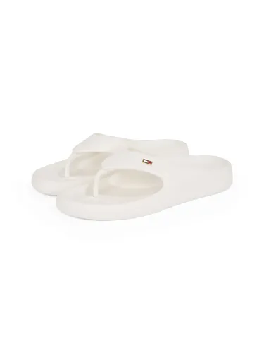 Zehentrenner TOMMY HILFIGER "TH COMFORT BEACH SANDAL", Damen, Gr. 39/40, weiß, Synthetik, modisch, Schuhe, Dianette, Sommerschuh, Bequemschuh mit kleiner Logostickerei