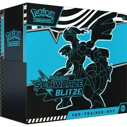 Pokemon KP10.5 Schwarze Blitze Top Trainer-Box (Deutsch) - Sammelkarten – Erlebe die Einall-Region mit 9 Boosterpacks, einer exklusiven Voltolos-Promokarte und stilvollen Kartenhüllen für dein Pokémon-Sammelkartenspiel!