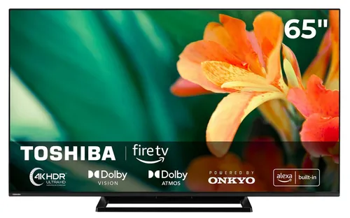 Toshiba 65UF3F63DAR 65 Zoll 4K Fernseher mit Fire TV - Erlebe brillante Bildqualität mit dem 65 Zoll 4K Ultra HD Fernseher. Integrierte Fire TV-Funktionalität und Dolby Vision für ein beeindruckendes Seherlebnis.