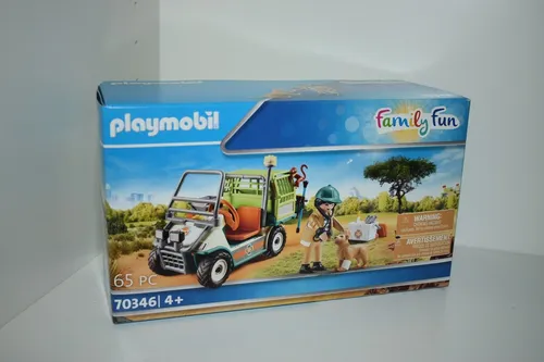 PLAYMOBIL 70346 Zoo-Tierarzt mit Fahrzeug - ab 4 Jahren, inkl. Löwenbaby und abnehmbarer Transportbox für Jungtiere, ideal für kreativen Spielspaß