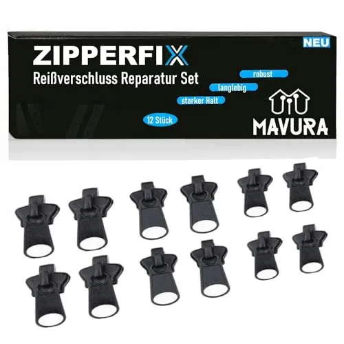 ZIPPERFIX Reißverschluss Reparatur Set - 2er Set in Schwarz - Nähzubehör für kinderleichte Reparatur von Reißverschlüssen jeder Größe, aus sicheren Materialien wie Nylon-Kunststoff und Edelstahl. Ideal für schnelle und einfache Anwendungen.