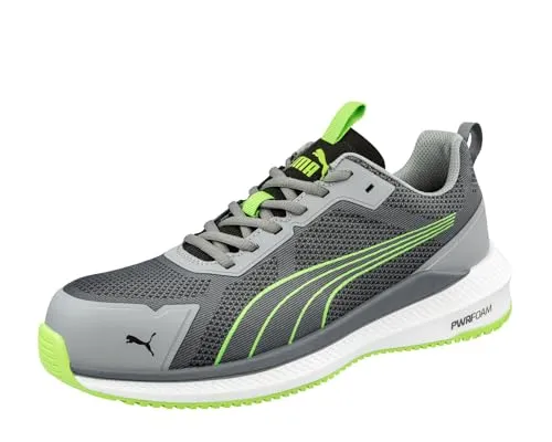 PUMA Sicherheitsschuhe Slide Low S1PS Grau Grün Größe 46 - Herren Industrie & Handwerk Sneaker mit MOTION PWR Sohle für optimale Rutschfestigkeit und federleichtes Gewicht – ideal für einen sicheren und komfortablen Arbeitstag.