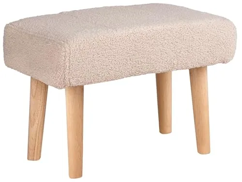 Beliani Hocker Takoma - Modern mit Holzbeinen - Stilvoller Hocker in elegantem Bouclé beige, ideal als zusätzliche Sitzgelegenheit oder Fußhocker. Hochwertige Verarbeitung und pflegeleicht dank strapazierfähigem Bezug.
