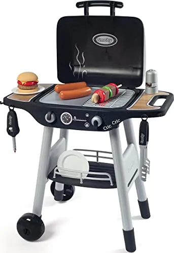 Smoby Barbecue Kindergrill - Grill mit mechanischen Kunststoff-Flammen, 18 Zubehörteile für kreatives Grillvergnügen ab 3 Jahren