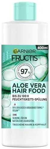 Garnier Fructis Feuchtigkeits Aloe Vera Hair Food Spülung 400 ml - Haarspülung für normales bis trockenes Haar, vegan und silikonfrei. Entwirrt und spendet Feuchtigkeit für gesund aussehendes Haar bis in die Spitzen.