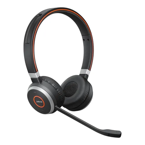 Jabra Headset Evolve 65 UC Duo USB NC schnurlos - Schnurloses Headset mit Noise-Cancelling, ideal für konzentriertes Arbeiten und klare Kommunikation im Büro oder Home Office.