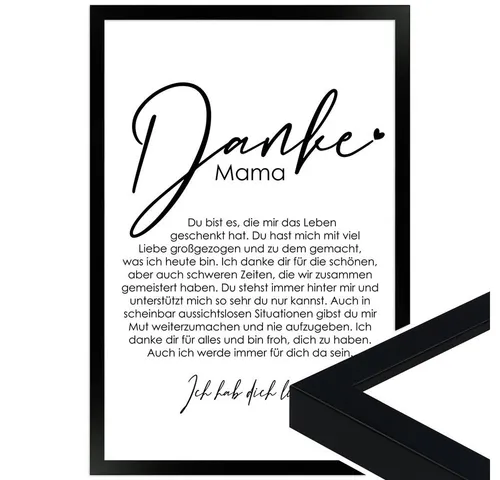 WANDStyle Bild Danke Mama – Modernes Poster für Mama - Bilder für Indoor, ideal als Geschenk zu Weihnachten, Geburtstag oder Muttertag. Hochwertig gerahmt, Made in Germany mit nachhaltigen Materialien.