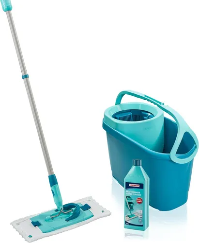 Leifheit Bodenwischer Clean Twist M Ergo, 52127 - Nass- & Trockenmopps für den Haushalt mit patentierter Schleudermechanik für bequemes Auswringen ohne Bücken. Ideal für alle Hartböden und inklusive 1L Kraftreiniger für starke Verschmutzungen.