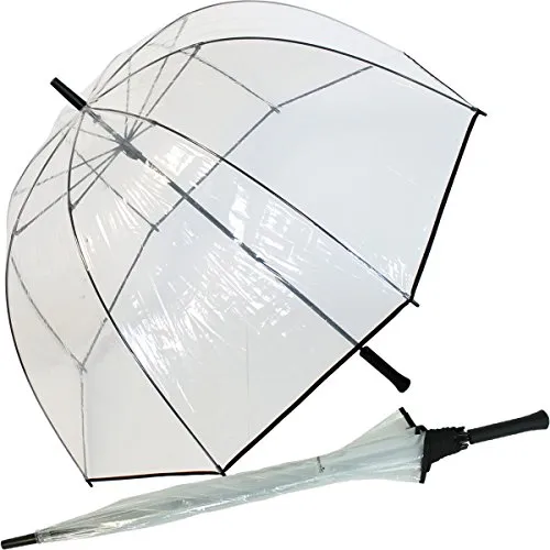 Transparentschirm Luxus Glockenschirm XXL 103 cm - Stockschirm für 2 Personen, mit stabilen Fiberglasgestänge und transparenter Kuppel für optimalen Schutz und Panoramablick – perfekt für Friseurbesuche!