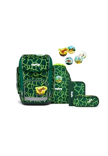 ergobag cubo Set 6-teilig - Ergonomischer Schulrucksack für die 1. Klasse - Schulranzen mit ergonomischem Design, leicht und komfortabel, sorgt für gute Sichtbarkeit durch reflektierende Flächen – ideal für die Grundschule.