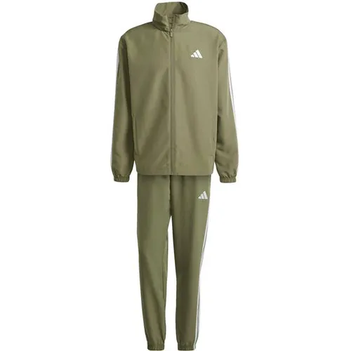 adidas Sportswear Trainingsanzug M 3S WV TT TS - Sportlicher 2-tlg. Woven Tracksuit in Olivgrün - Trainingsbekleidung in sportlichem Design mit drei Streifen, ideal für aktive Tage und bequemes Training.