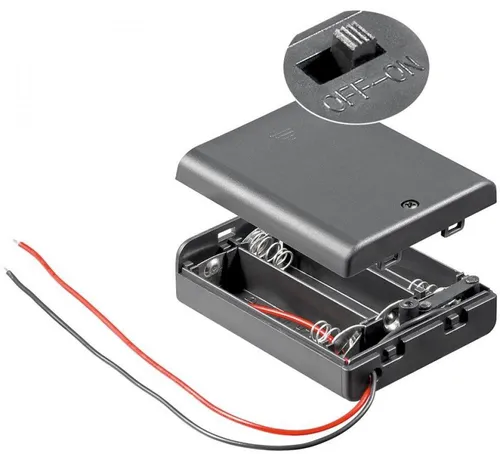 Goobay 12445 AA-Batteriehalter - 3x Mignon Batterien, wasserabweisend mit Schalter und ideal für DIY Projekte