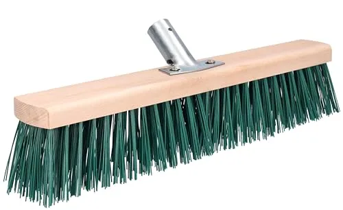 ToolSpace Straßenbesen 40 cm - 1 Stück - Holz Kehrbesen für den Terrasse, Garage, Pflaster, die Wege, PET Borsten Industriebesen mit Stielloch Schrubber ohne Stiel Saalbesen Gartenbesen Großraumbesen