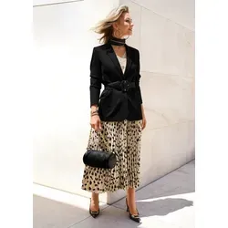 MADELEINE Kurzblazer Langer Jersyblazer mit Revers Unifarbenes Modell mit klassischem Reverskragen schwarz 36