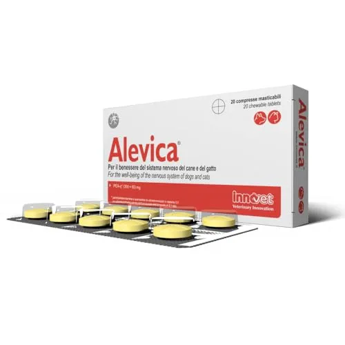 Innovet Alevica PEA-q für Hunde und Katzen, 20 Tabletten für das Gleichgewicht des Nervensystems, PEA Hund Kautabletten, PEA Kapseln, Unterstützt neurologische Funktion, Komfort und Wohlbefinden