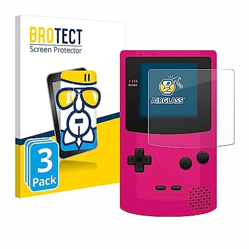 BROTECT 3 Stück Schutzglas für Nintendo Gameboy Color Schutzfolie Panzer Folie Glas Displayschutz Made in Germany [Kratzfest 9H, Anti-Fingerprint]