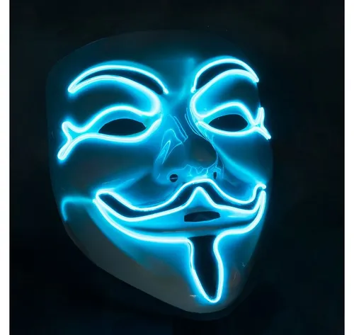Goods+Gadgets LED Anonymous Maske V wie Vendetta - Kostüm-Masken für Halloween und Parties, mit stromsparender LED-Beleuchtung für einen eindrucksvollen Auftritt und Anonymität.
