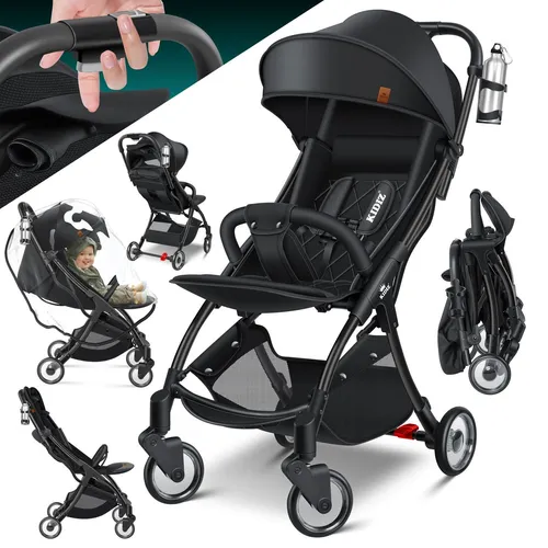 KIDIZ Kombi-Kinderwagen Sportwagen Faltbar - Kinderwagen mit verstellbaren Rückenlehnen, 360° Rädern und umfassendem Zubehör wie Getränkehalter, Regenabdeckung und Sonnenverdeck – ideal für unterwegs!