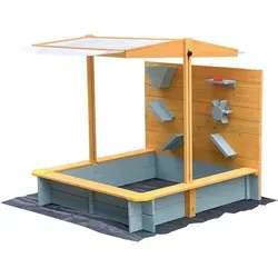 Home Deluxe Sandkasten mit Überdachung Sandy - Robuster Holzsandkasten - Sandboxen mit wetterfester Überdachung, idealer Schutz vor Sonne und Regen für sicheres Spielvergnügen.