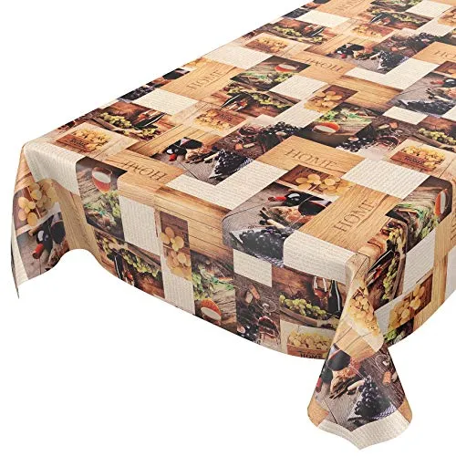 Wachstuchtischdecke abwaschbar 280x140cm - Garten und Indoor - Pflegeleichte, abwaschbare Tischdecke mit stilvollem Weintrauben-Motiv. Ideal für Garten, Küche und Feiern. Wasser- und schmutzabweisend, rutschfest und leicht zu reinigen. Erhältlich in verschiedenen Formen.