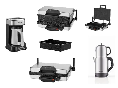 Roland Granit 2000W Kontaktgrill 4-in-1 - Vielseitiger 4-in-1 Kontaktgrill mit 2000W Leistung und großzügiger Grillfläche von 340 x 220 mm. Ideal für die Zubereitung von Fleisch, Toast und Gemüse – für perfekte Grillergebnisse in Ihrer Küche!