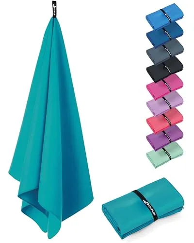 Fit-Flip Microfaser Handtücher - kompakt und leicht – für Reisen, Sport und Strand - Mikrofaser Handtuch schnelltrocknend – als Sauna und Badetuch groß (1x 100x50cm, Petrol Blue)