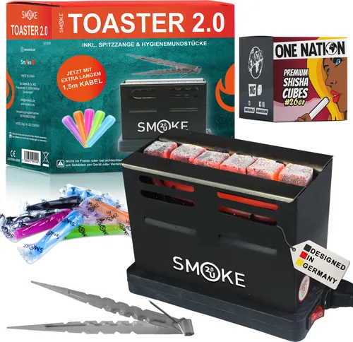 Elektrischer Kohleanzünder 800 W Toaster 2.0 – inklusive 1 kg One Nation Naturkohle | Kohleofen zum Erhitzen von Grillkohle