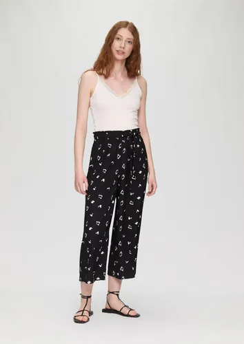QS Culotte Hose Gemusterte Hose mit Bindeband Schwarz Größe 38 - Stylische Culotte Hose mit Bindeband für einen modernen Look. Perfekt für trendbewusste Outfits und vielseitig kombinierbar.
