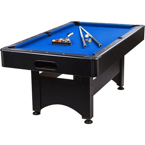 GAMES PLANET 6 ft Billardtisch Trendline mit Zubehör - Pool-Billardtisch in 12 Farbvarianten, inklusive Zubehör wie Queues und Billardkugeln. Ideal für Spielspaß in den eigenen vier Wänden, mit zentralem Ballrücklauf und höhenverstellbaren Füßen.