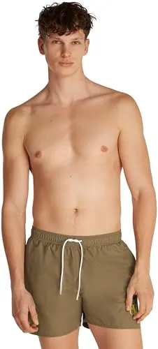 Calvin Klein Herren Badehose Medium Drawstring mit Logo, Grün - Badehosen für Herren, ikonisches Design mit hohem Komfort und optimaler Passform dank Elastikbund. Ideal für Strand und Pool, aus 100% recyceltem Polyester.