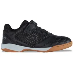 Lotto Whizzer K Unisex Kids Sportschuhe Schwarz/Dunkelgrau 33 - Hochwertige Hallensportschuhe für Kinder mit Klettverschluss und elastischen Schnürsenkeln. Die innovative Sock Construction bietet optimalen Halt und Stabilität.