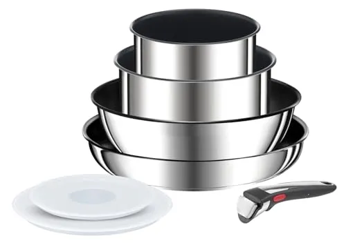 Tefal Ingenio Preference On Topfset 7-teilig - Vielseitiges Kochgeschirr mit abnehmbarem Griff für platzsparendes Stapeln. Ideal für Ofen und Tisch, mit kratzfester Antihaftbeschichtung. 10 Jahre Garantie für langlebige Qualität.