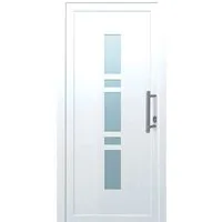 Panto Kunststoff-Haustür K017 Weiß 110 cm x 210 cm - Moderne Haustür in Weiß mit Glaseinsatz, hervorragende Dämmeigenschaften und 5-fache Verriegelung für Sicherheit und Stabilität.