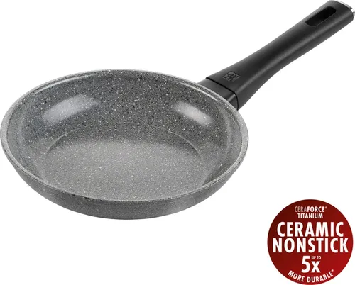 ZWILLING Terreno Plus Ceramic Fry Pan 20 cm - Gray - Hochwertige 20 cm Pfanne aus solidem Aluminium mit langlebiger, PFAS-freier CERAFORCE TITANIUM Beschichtung für gesundes Kochen. Ergonomischer, kühler Griff und stilvolles Design.
