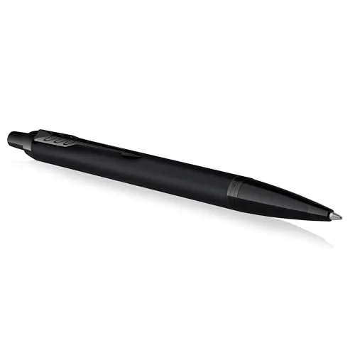 Parker Kugelschreiber IM Achromatic PVD - Mattschwarz, Druckkugelschreiber - Edler Kugelschreiber aus Messing mit mattschwarzer PVD-Beschichtung, dokumentenecht und nachfüllbar, ideal für stilbewusste Anwender.