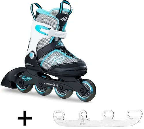 K2 MARLEE Kinder Inline Skate mit SABRES 4 Eiskufen (Gr. 35-40) - Vielseitiger K2 MARLEE Kinder Inline Skate, der sich in einen Eiskate verwandeln lässt. Inklusive SABRES 4 Eiskufen für ganzjährigen Spaß. Verstellbare Größen und hervorragende Passform für sicheres Fahren.