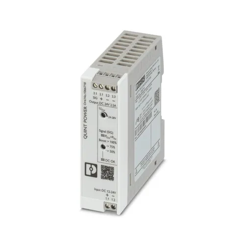 Phoenix Contact DC/DC-Wandler 1066718 - Primär getakteter DC/DC-Wandler für Tragschienenmontage, ideal für zuverlässige Stromversorgung mit 24 V DC und 2,5 A Ausgang.
