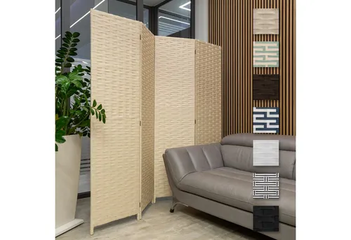 Hexim Raumteiler Paravent 180x180 cm - Klappbare Trennwand für Büro und Homeoffice - Raumteiler-Regale, 4-teilig und freistehend für optimale Privatsphäre und flexible Raumgestaltung in Wohn- und Arbeitsbereichen.
