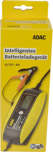 BrüderMannesmann Autobatterie-Ladegerät ADAC, 6 V / 12 V, 4 A - Fahrzeugbatterie-Ladegerät mit 7 Ladeprogrammen und LCD-Anzeige. Ideal für AGM-, Gel- und wartungsfreie Blei-Säure-Batterien, bietet Überhitzungs- und Kurzschlussschutz.
