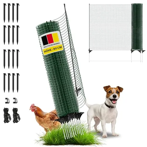 horizont Begrenzungszaun FIX, mobiler Zaun 20m lang & 80cm hoch für Garten und Camping - Vielseitiger mobiler Zaun aus robustem Material, ideal für Garten, Camping oder als Tierbarriere. Mit 12 Fiberglaspfählen und einfacher Montage ist er schnell aufgestellt und bietet sicheren Halt.