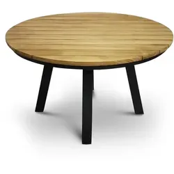 CLEMENTO Dundee Gartentisch Ø130 cm Rund Aluminium/Teak Anthrazit - Anthrazit