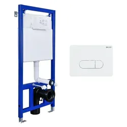 Belvit Trockenbau Vorwandelement für Wand-WC mit Betätigungsplatte - Spülkästen mit unkomplizierter Trockenbaumontage, geräuscharm und stabil. Inklusive passender Zwei-Mengen-Drückerplatte für effiziente Wassernutzung.