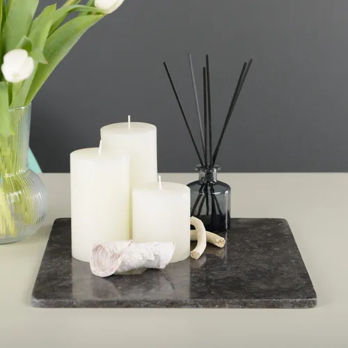 wohnfreuden Dekotablett Marmor Tablett 30 cm schwarz quadratisch flach - Dekotabletts, stilvolles Design aus Marmor, ideal für elegante Tischdekorationen und vielseitige Verwendungsmöglichkeiten.