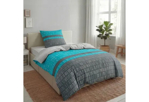 Malika Bettwäsche 135x200 + 80x80 cm – Atmungsaktive Renforce Baumwolle - Hochwertige 2-teilige Bettwäsche in Blau, pflegeleicht und angenehm weich. Ideal für Allergiker, mit praktischem Reißverschluss für einfachen Bezugwechsel.