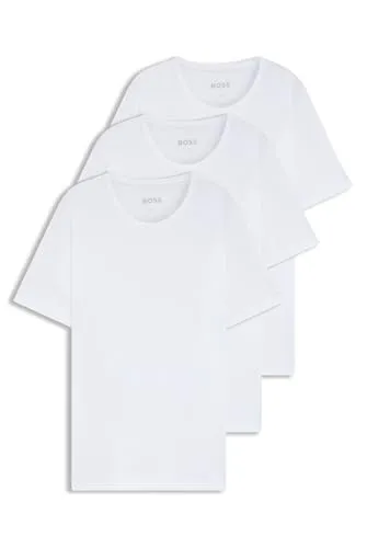 BOSS Herren R-Neck T-Shirt Classic, 3er Pack in Weiß, Größe M - Hochwertige T-Shirts im 3er Pack aus 100% BCI Baumwolle, Regular Fit mit BOSS Logo auf der Brust, für höchsten Tragekomfort und nachhaltige Produktion - ideal für den Alltag.