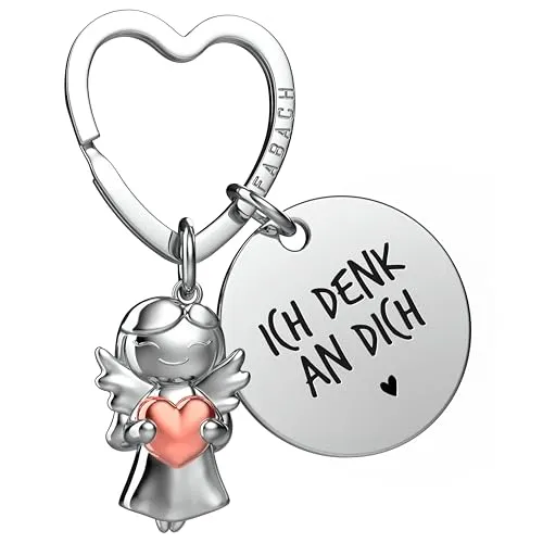 FABACH Liebe Schlüsselanhänger Schutzengel Glücksbringer mit Herz und Gravur - Ich liebe dich - Partner - Freundin Geschenk Liebe - Engel Liebesgeschenke