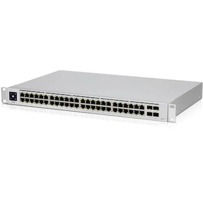 Ubiquiti UniFi Switch USW-48-POE - 48-Port PoE+ Switch mit 195W, ideal für Netzwerkinfrastrukturen in Unternehmen, bietet hohe Leistung und Flexibilität.